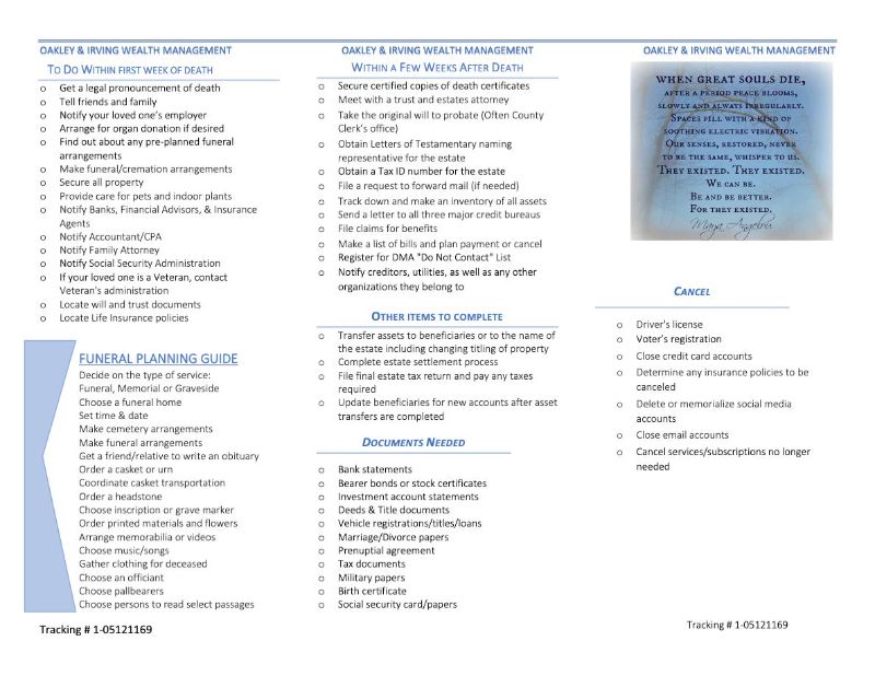 Death of Loved One Checklist